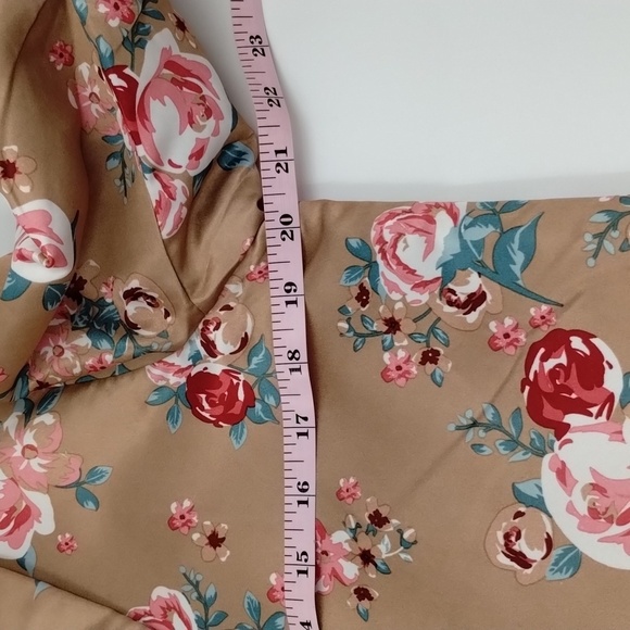 Tudor court tan floral oversized medium open blazer jacket long sleeve pockets - Picture 6 of 9